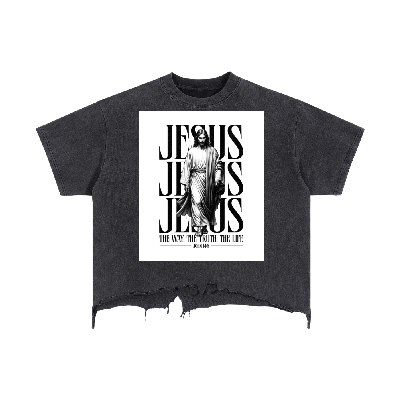 Vintage Wash Boxy Distressed Hem T-Shirt