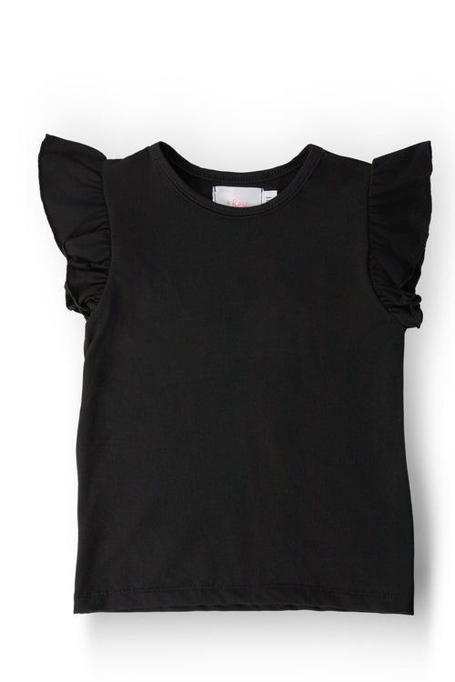 Black S/S Ruffle Tee