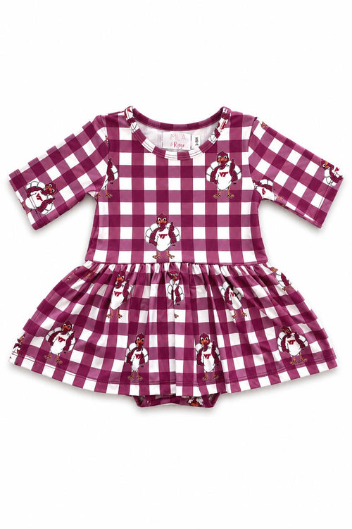 Virginia Tech Plaid Hokie 3/4 Sleeve Twirl Bodysuit