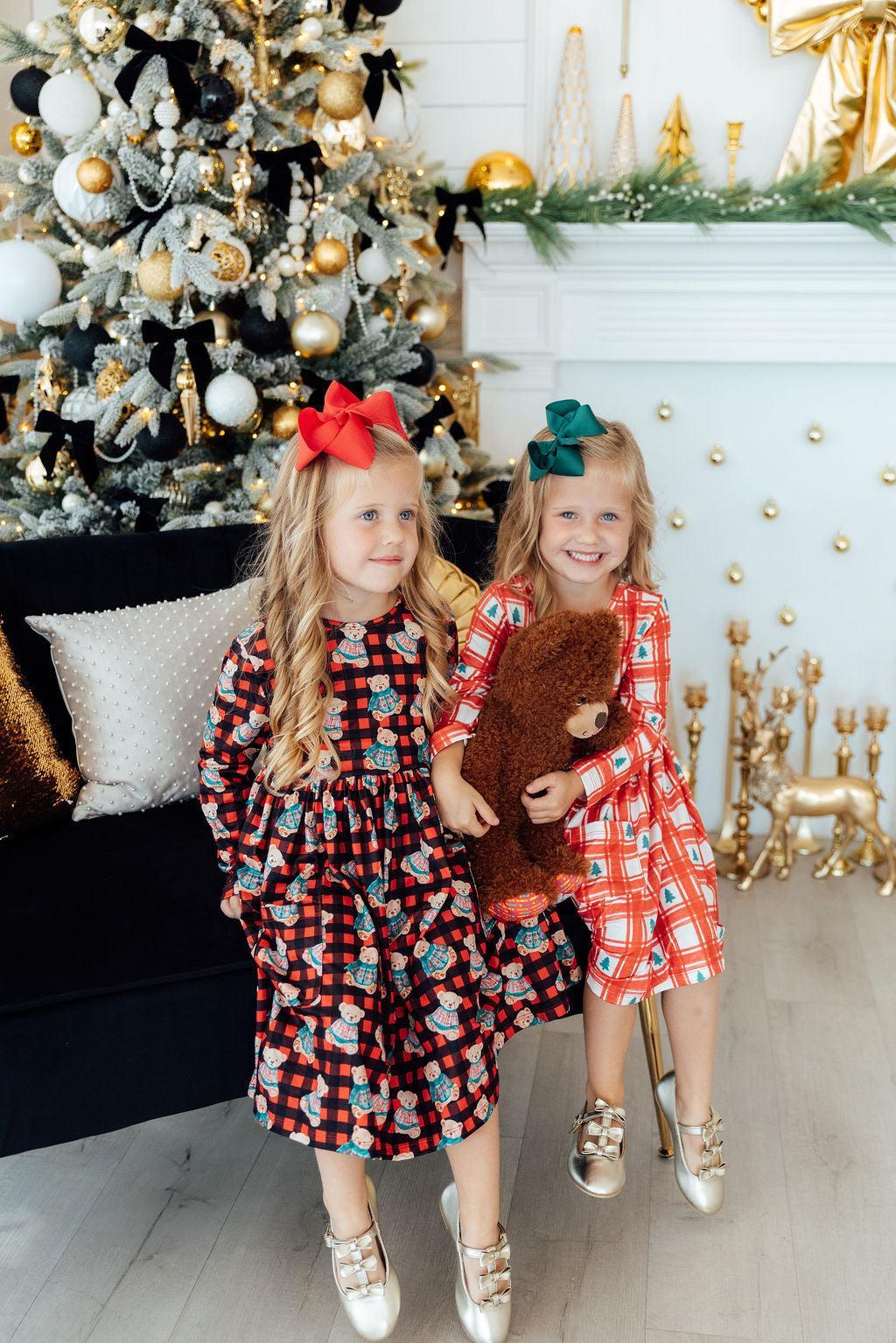 Christmas Bears L/S Pocket Twirl Dress