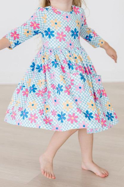 SALE Crazy Daisy 3/4 Sleeve Pocket Twirl Dress
