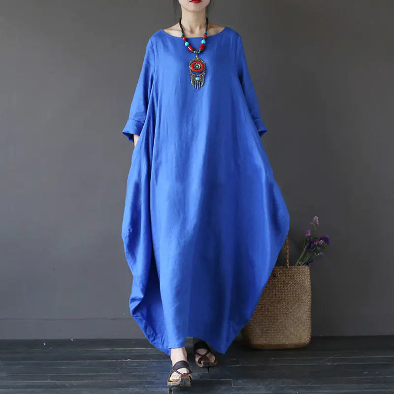 Cotton-Linen Casual Maxi Dress