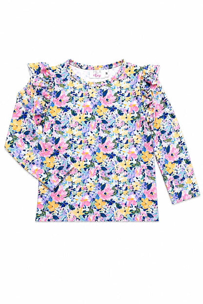 Fall Floral L/S Ruffle Tee