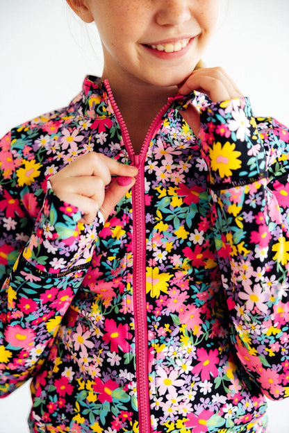 SALE Flexible Floral Full-Zip Ruffle Active Jacket