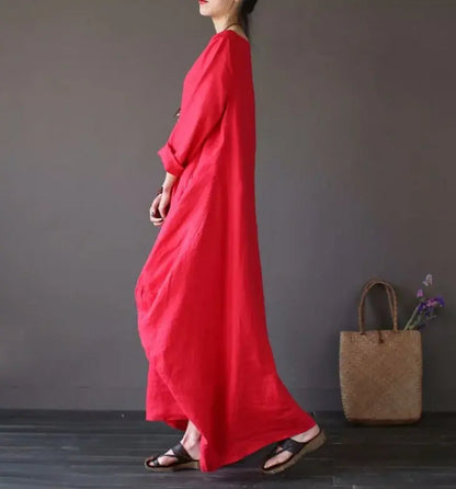 Cotton-Linen Casual Maxi Dress
