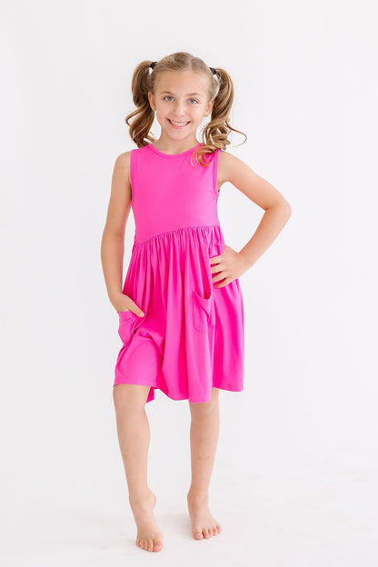 Hot Pink Tank Pocket Twirl Dress
