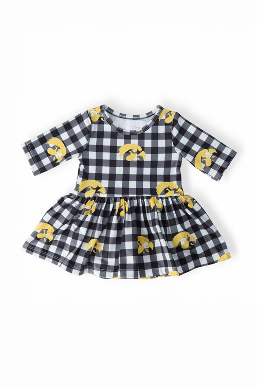 Iowa Plaid Tigerhawk 3/4 Sleeve Twirl Bodysuit