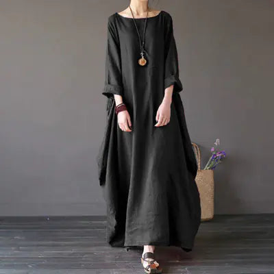Cotton-Linen Casual Maxi Dress