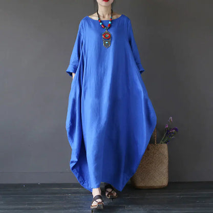 Cotton-Linen Casual Maxi Dress