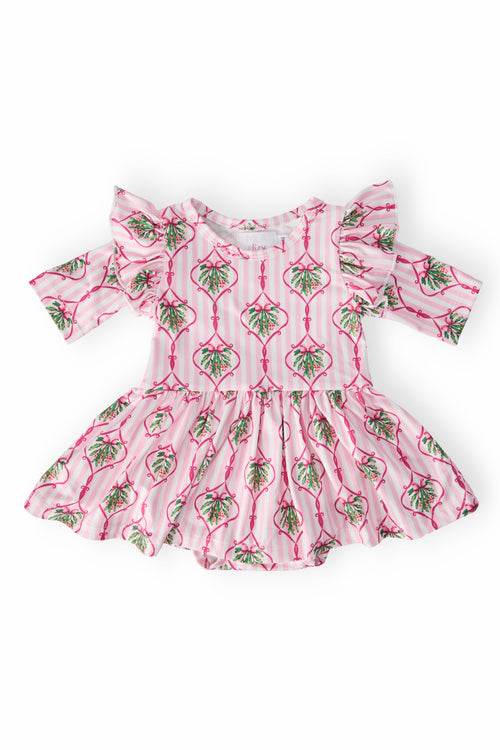 Merry Mistletoe 3/4 Sleeve Twirl Flutter Bodysuit
