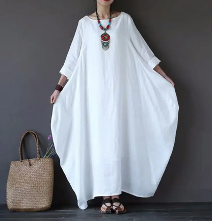 Cotton-Linen Casual Maxi Dress
