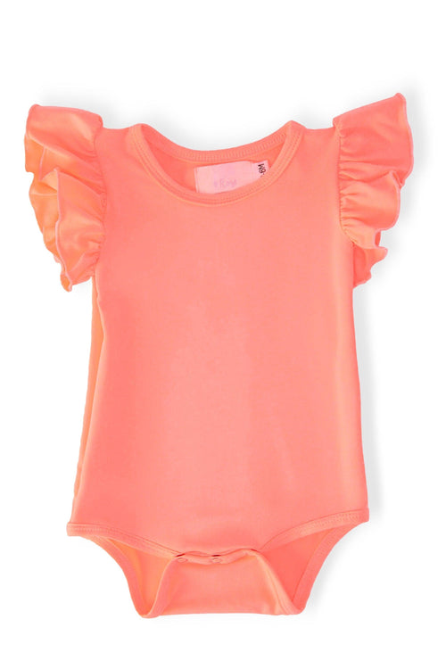 Neon Coral S/S Flutter Bodysuit