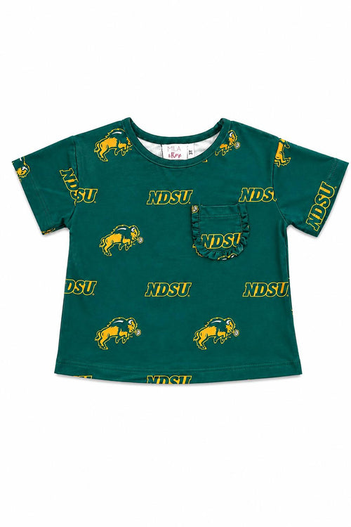 North Dakota State University Green Bison Ruffle Pocket Tee