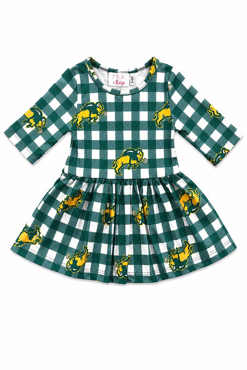 North Dakota State University Plaid Bison 3/4 Sleeve Twirl Bodysuit