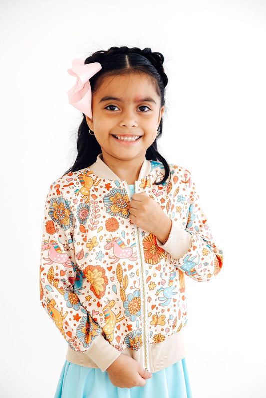 Retro Unicorns Satin Jacket