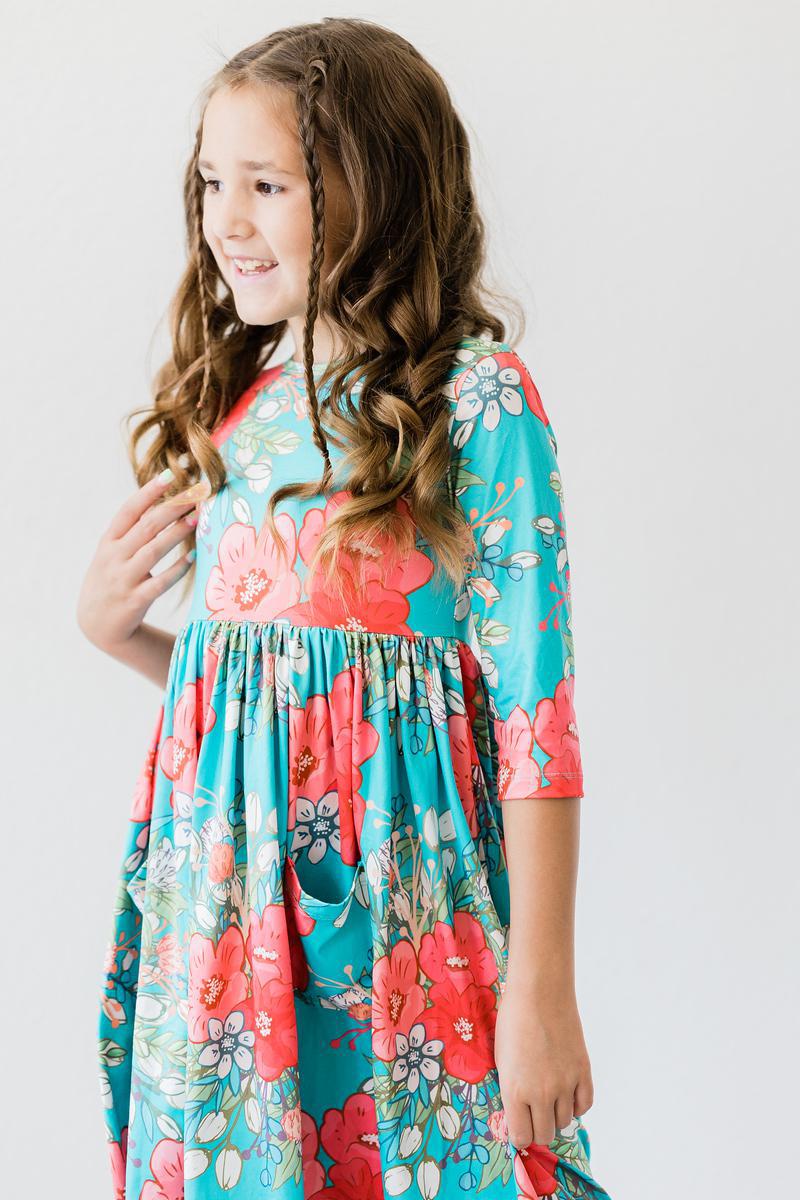 SALE After the Rain 3/4 Sleeve Pocket Twirl Dress