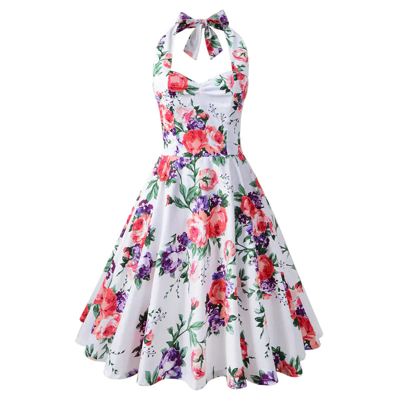 Vintage Floral Maxi Dress with Flared Hem