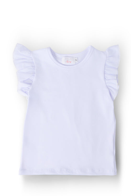 White S/S Ruffle Tee