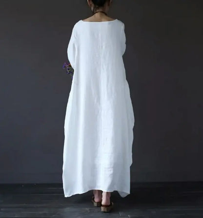 Cotton-Linen Casual Maxi Dress