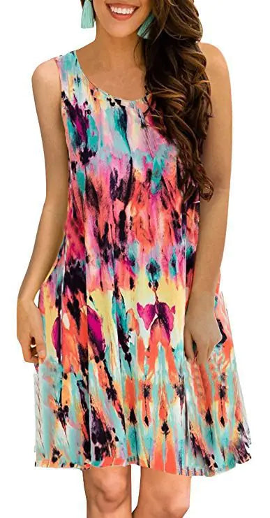 Summer Amazon Bestseller Sleeveless Printed Maxi Dress