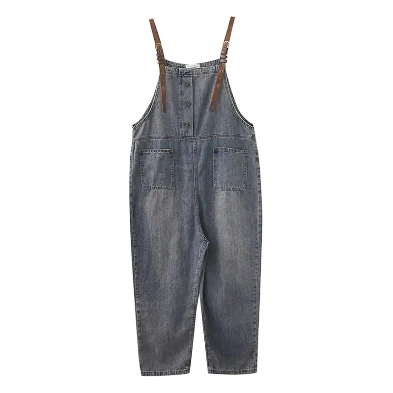 Women's Washed Denim Ninth Overalls