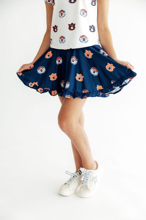 Auburn Blue Aubie Ruffle Twirl Skort