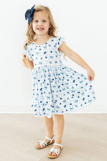 Berry Cute Flutter Sleeve Twirl Dress