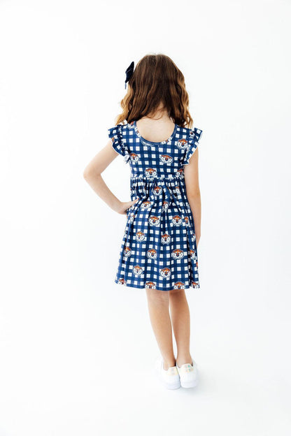 Auburn Plaid Aubie Flutter Twirl Dress