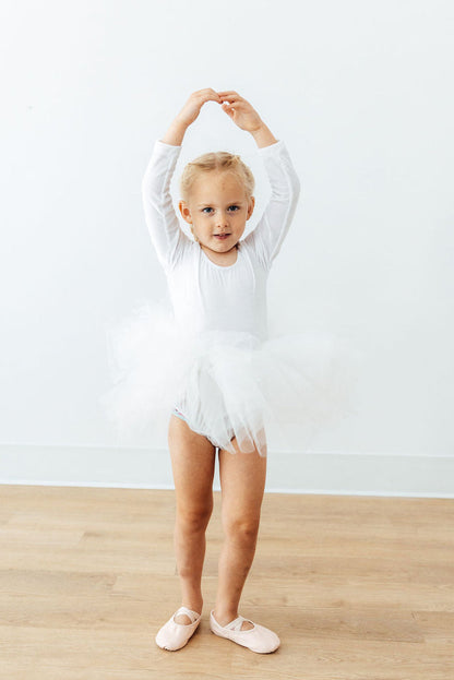 White Velvet L/S Tutu Leotard