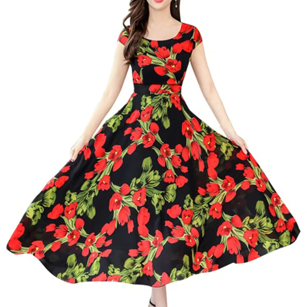 Summer New Women's Bohemian Printed Maxi Dress